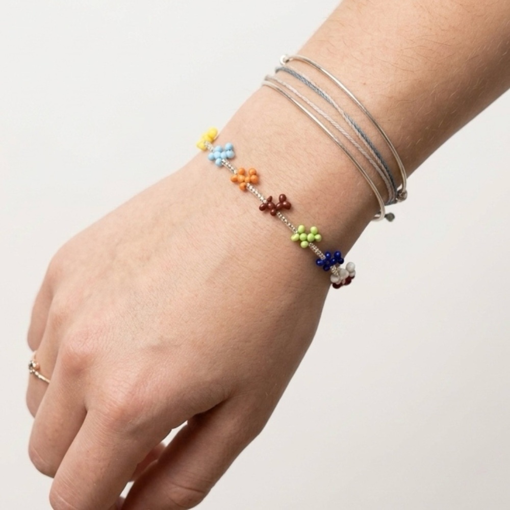 Handmade Multi-Color Balloon Dog Beaded Dainty Bracelet 8/0 Glass Seed Beads NEW
